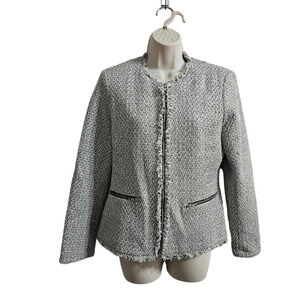TOPSHOP Boucle Fringe Tweed Blazer Jacket Size 8